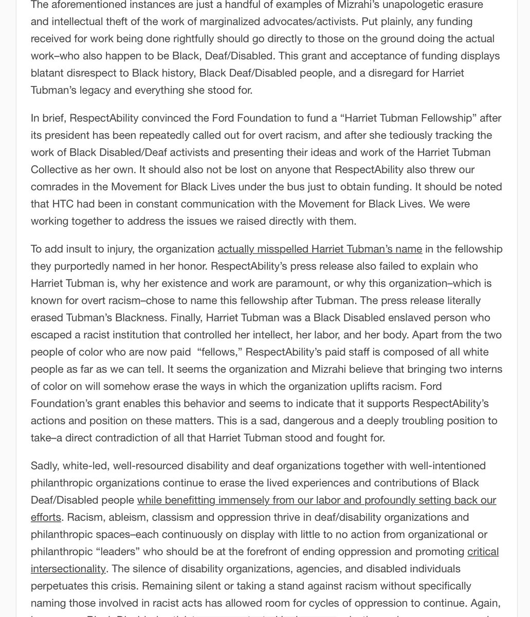 dissolidarity's tweet photo. Powerful statement by @HTCSolidarity's responding to @Respect_Ability's racism.
Cc: @FordFoundation

#ProtectHarriet
https://t.co/wEpf65paOY https://t.co/N04m2jdo4e