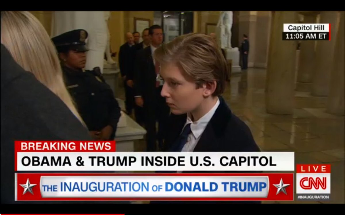 baron trump all alone. i hope he's not as sad and lonely as he looks. it's like he's invisible to his siblings. 😔so weird #inauguration