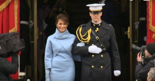 Melania has arrived. #TrumpInauguration #YoureHired

Screenshot via USAToday