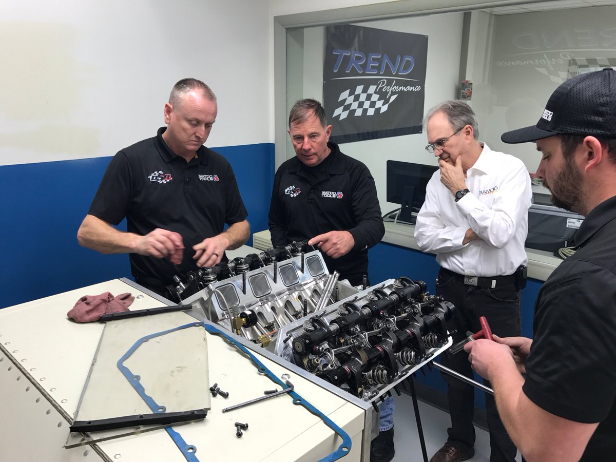 TrendPerf's tweet photo. Don Schumacher Racing's Matco tools team for Antron Brown were at Trend for some Spintron testing. https://t.co/k5jFwcyYCn