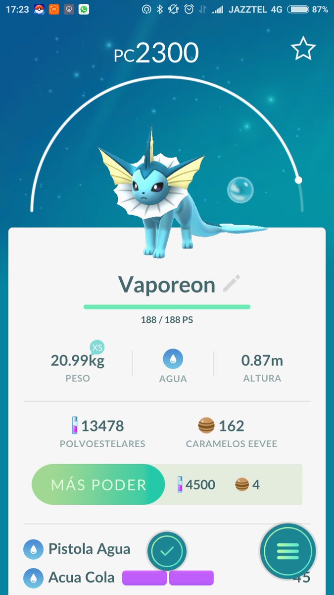 pokemistac's tweet image. Acabo de salir un Vaporeon detrás de la Avenida Juan Carlos I @PokeGo_MERIDA @PokemonGoExtrem