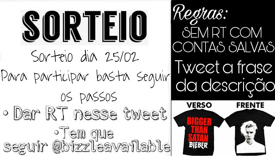 onlybangtwn's tweet image. "Eu quero ganhar a camisa que a @bizzleavailable está sorteando #SorteioBizzleAvailable"