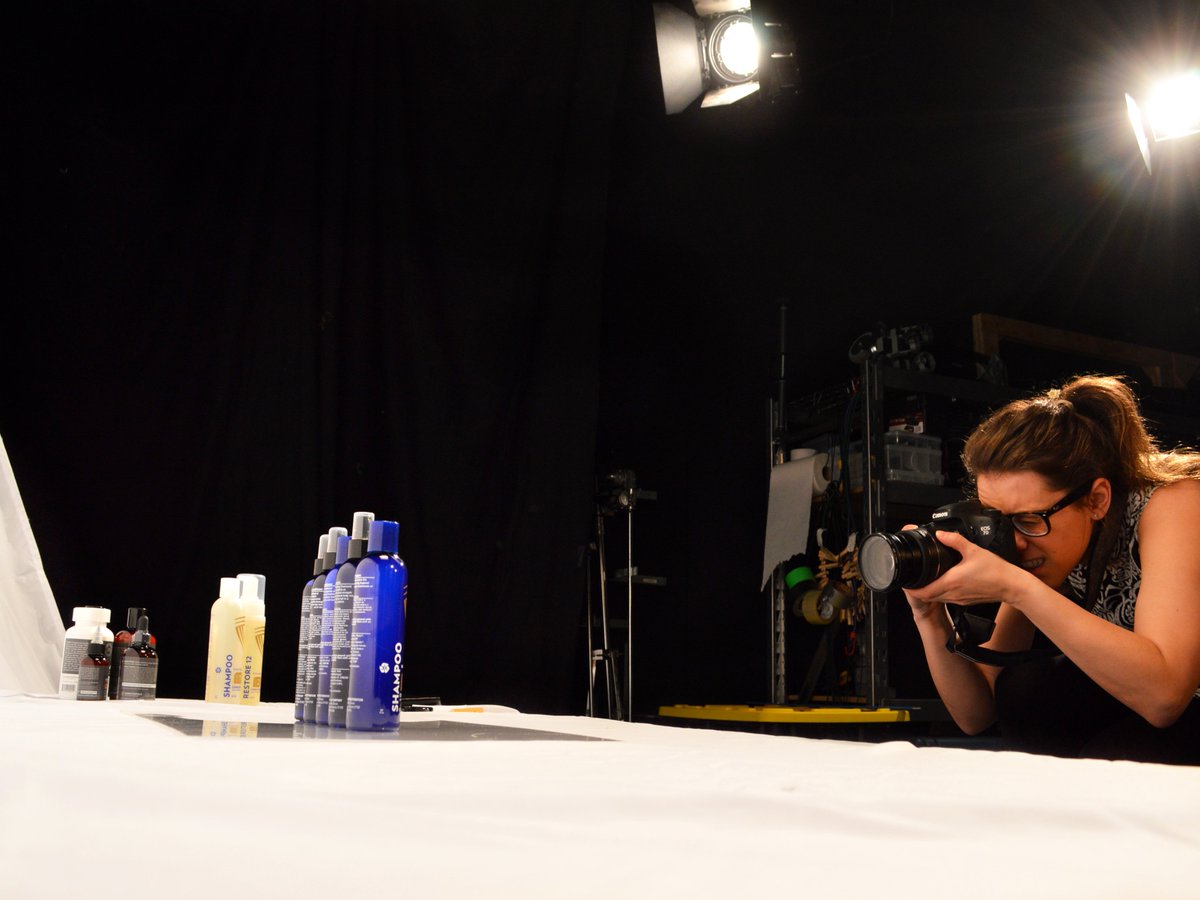 JamesDugan's tweet photo. Graphic artist by day, photographer by night! Behind the scenes fun of Ashley doing a product shoot for Christoffels Hair Restoration. https://t.co/JE8M35I18i