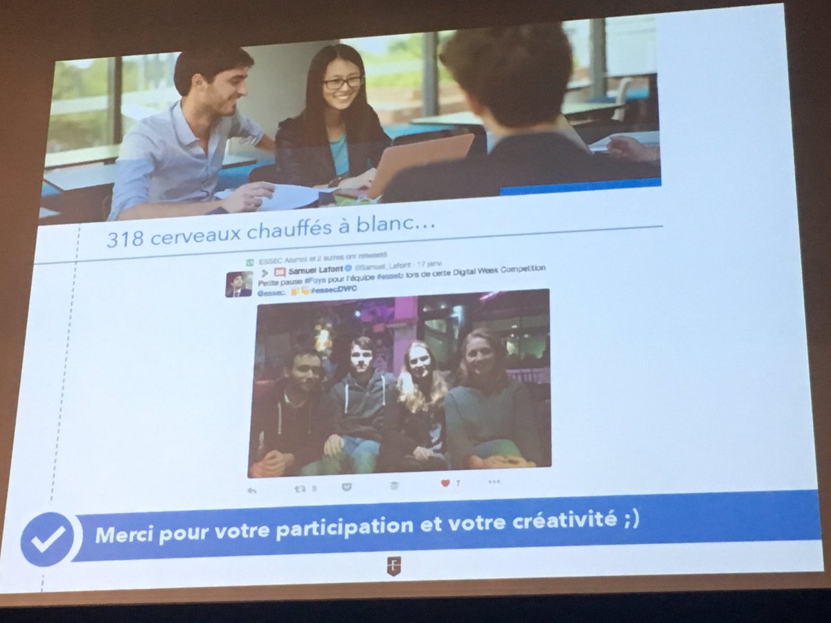 Samuel_Lafont's tweet image. Notre équipe @ESSEB_ à l'honneur grâce à sa présence digitale pour l'#essecDWC. Merci @essec ! #essec #esseb