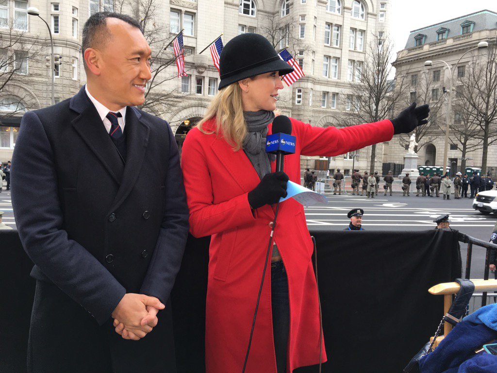 Just down the block from the Capital, reporting on the Inauguration for @GMA with @mrjoezee