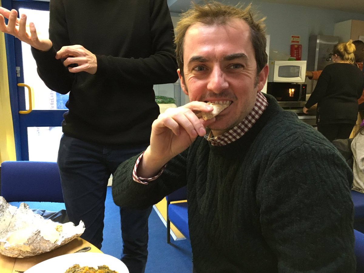 StAndrewsSW9's tweet image. Mr Bristow eating Year 5's homework #vikingbread