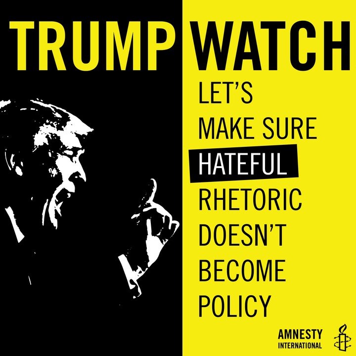 amnestyusa's tweet photo. Day 1: Inauguration Day. We are officially on #TrumpWatch. @realDonaldTrump, commit to human rights in your admin https://t.co/VPHR1RKm8l https://t.co/eWFPIwl53E