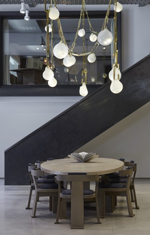 Dramatic overhead installations with Christopher Boots at our studio #design #interiors #interiordesign #fionabarrattinteriors #lighting