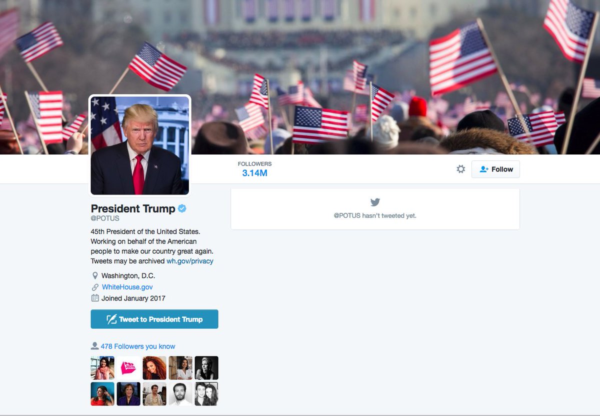 TheTylt's tweet photo. President Trump is now Twitter official!

#InaugurationDay 
#SupportTheTransition https://t.co/fgiREYX1VL