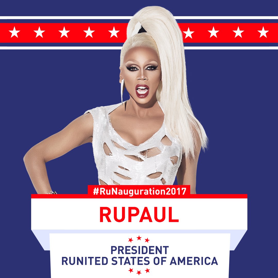 RuPaulsDragRace's tweet photo. The President of these great RuNited States: @RuPaul! #RuNauguration2017 https://t.co/6paf4VmmFs