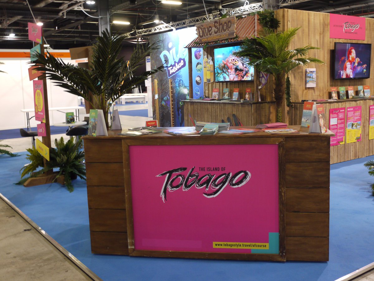 TnT_SteelyPan's tweet photo. #Tobago in the limelight at @DestinationShow promoting direct flights from #Manchester with @TCAirlinesUK &amp; our friends at @Trailfinders_ https://t.co/v2wKr97ZKw