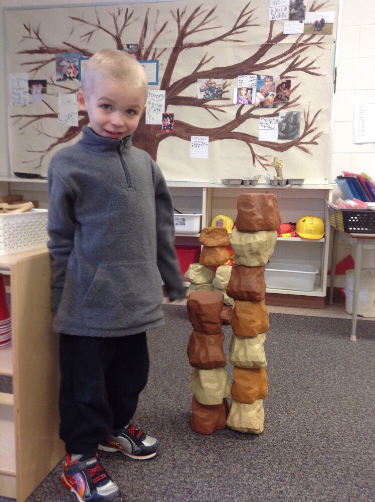 While building Owen subitized 4, counted 7, counted up from 4 to get 11 and concluded 7+4=11 #JK #RidgewoodPS #playbasedlearning
