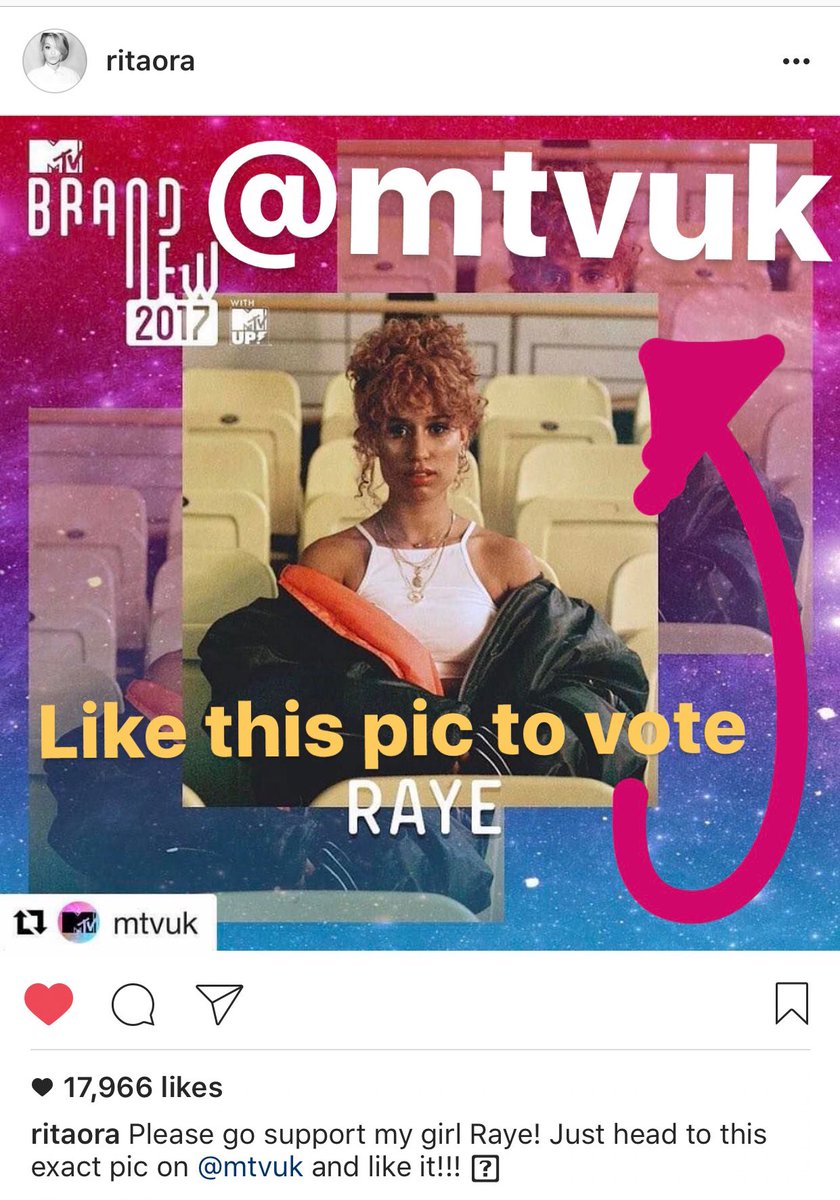 raye's tweet photo. We are number 4 in the official chart !!!!!!! @JaxJones ahhhh Surely that's worth a vote 😜😜head over to @MTVUK insta and like this pic ❤️❤️ https://t.co/VnoFT4aFxc