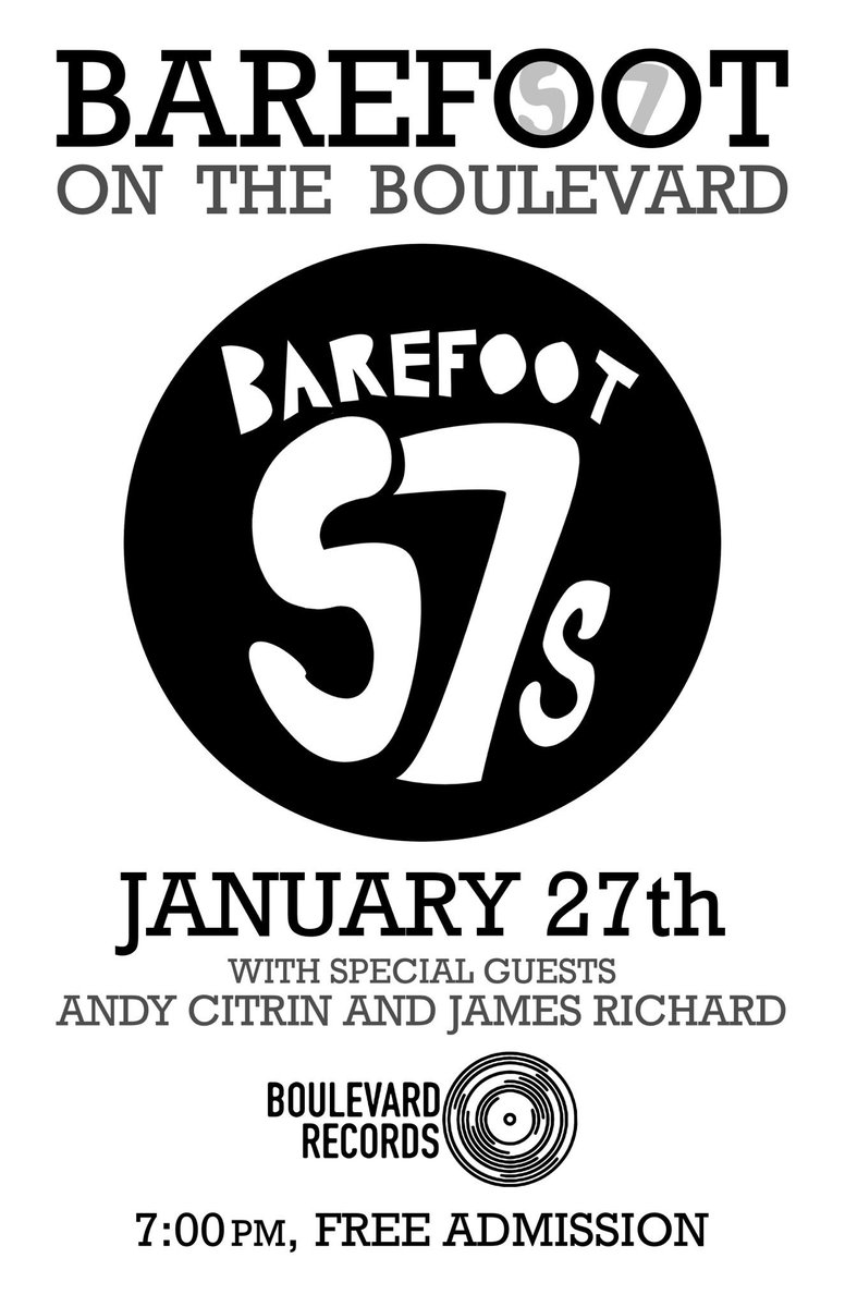 Barefoot57s's tweet photo. Who's coming out to #BarefootOnTheBoulevard? 01/27/2017 // 7:00pm https://t.co/2Q4ZFT7rcV