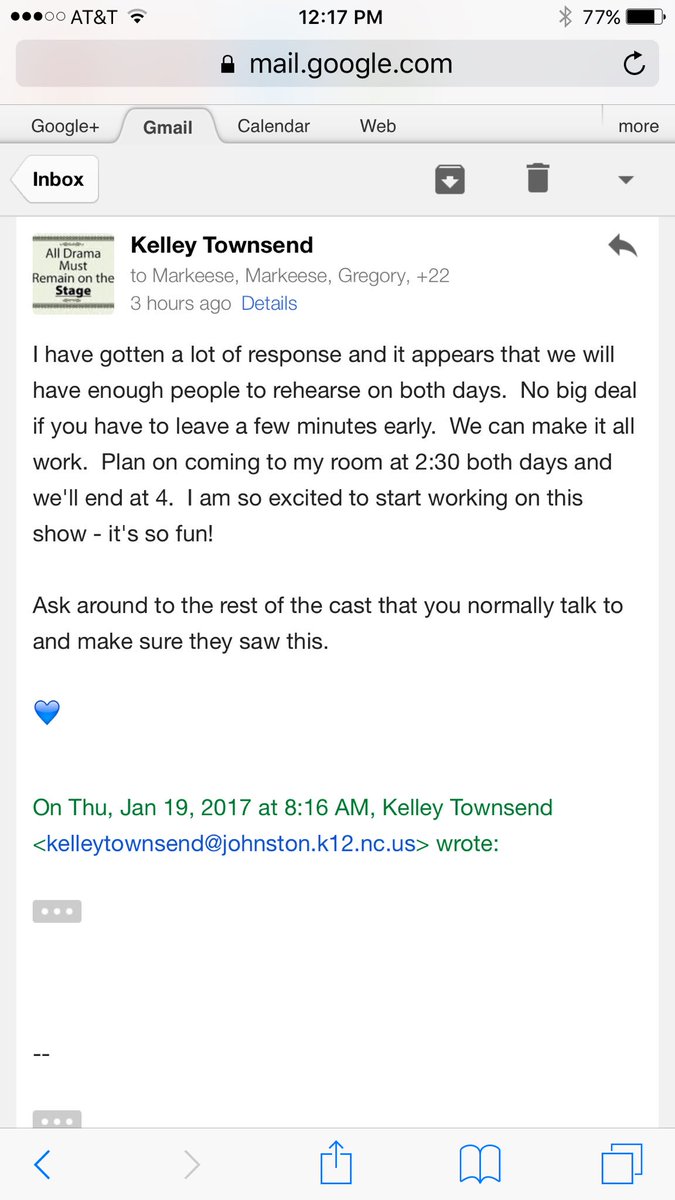 To the Putnam cast regarding next week rehearsals!