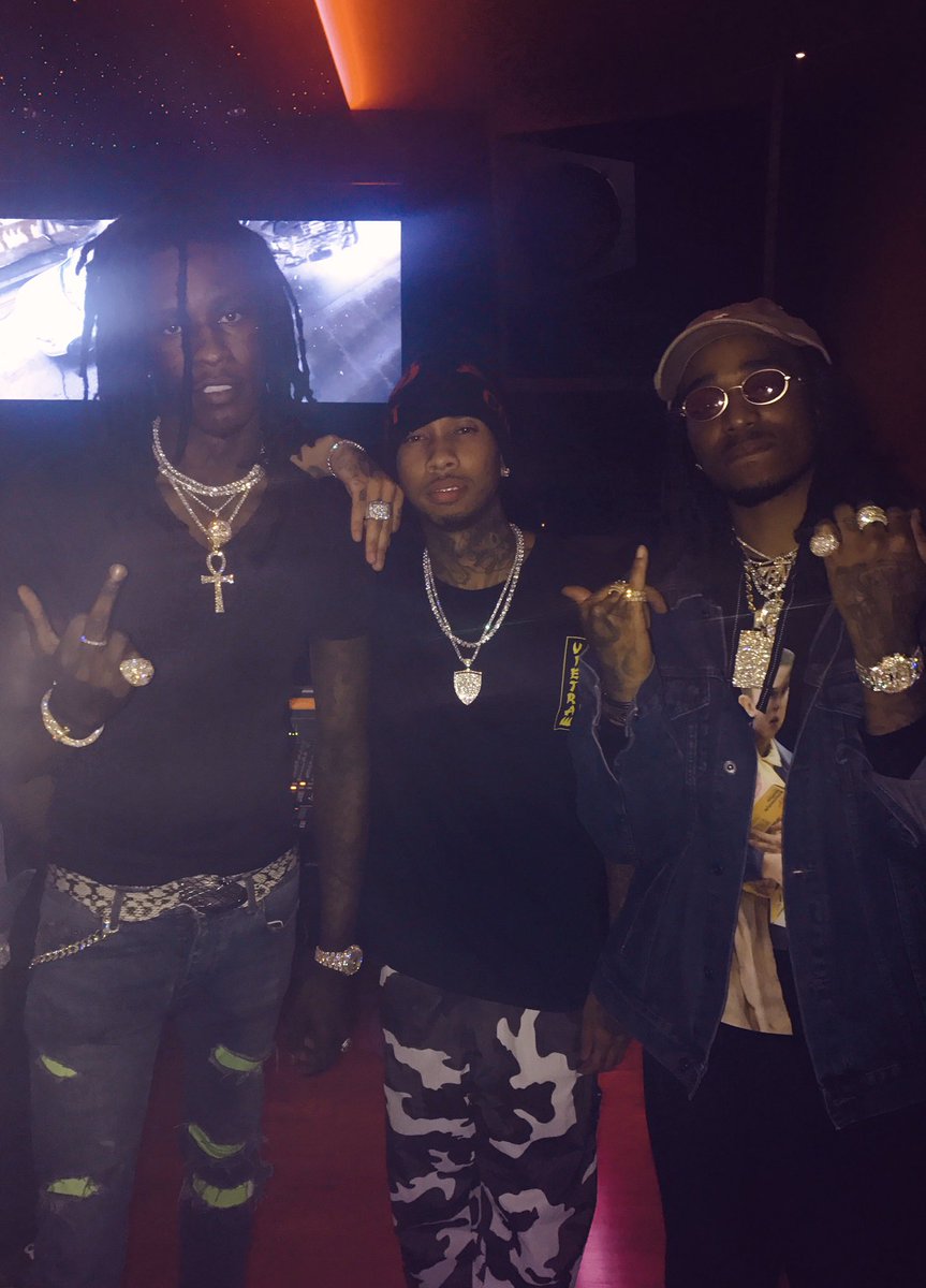 Tyga's tweet photo. #Bitchimtheshit2 🔥🔥🙏🏾 @youngthug @QuavoStuntin https://t.co/Ja3aSQ32uX