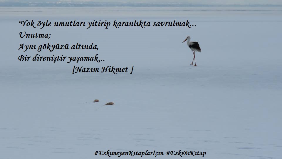 "Yok öyle umutları yitirip karanlıkta savrulmak...
Unutma;
Aynı gökyüzü altında,
Bir direniştir yaşamak...
[Nazım Hikmet ]

#birmasalgibi