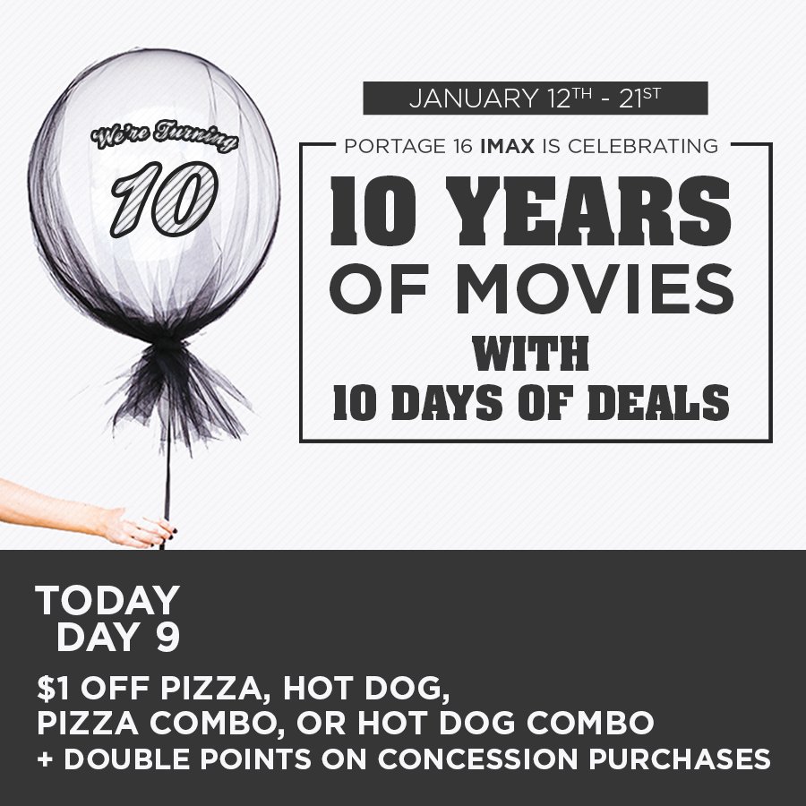 PortageLife's tweet photo. .@GQTI's #PortageIMAX 10 Days of Deals continues today but ends tomorrow! See #TheFounder #TripleX #LiveByNight https://t.co/Y1nxb86PtI https://t.co/meINa6rCQL