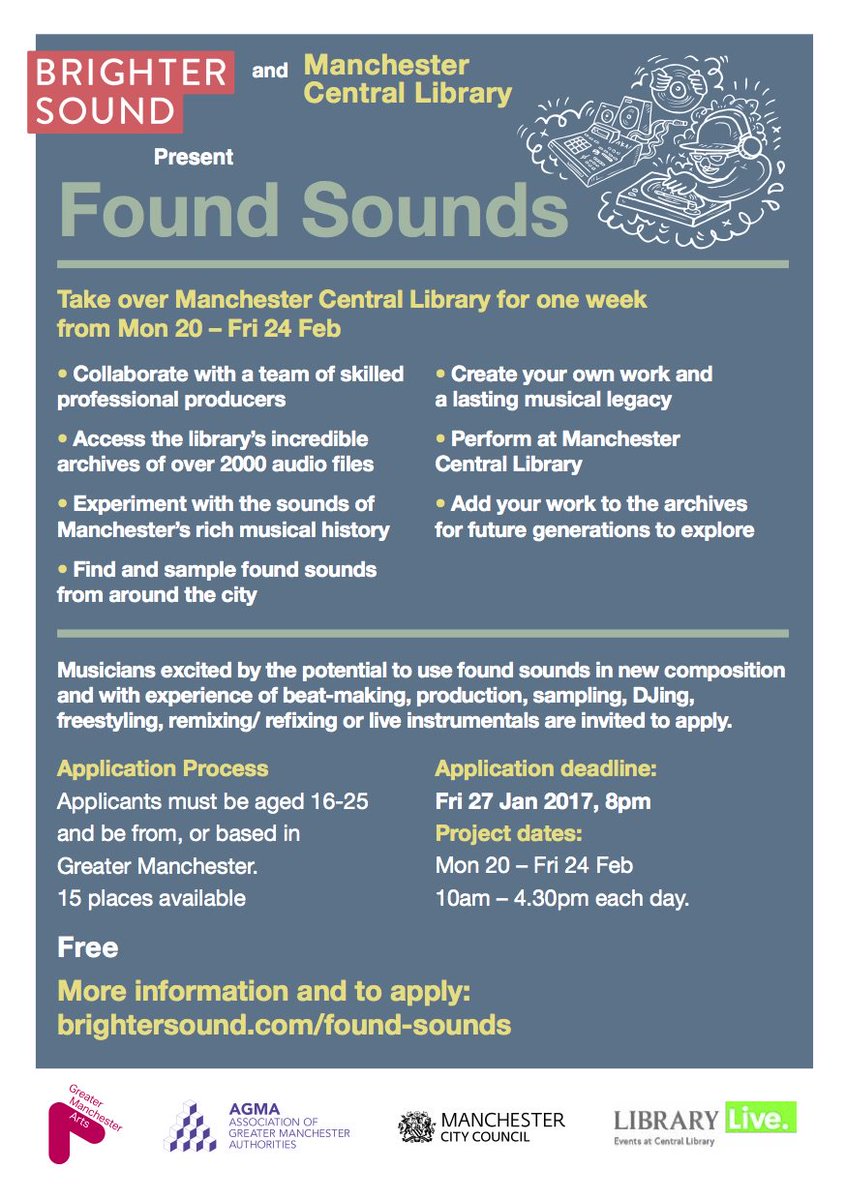 BrighterSound's tweet photo. 1 week left to get your applications for Found Sounds in! Deadline Fri 27 Jan, 8pm. Create a lasting musical legacy: https://t.co/6c9AMrxbvc https://t.co/BvMPUQGzhf