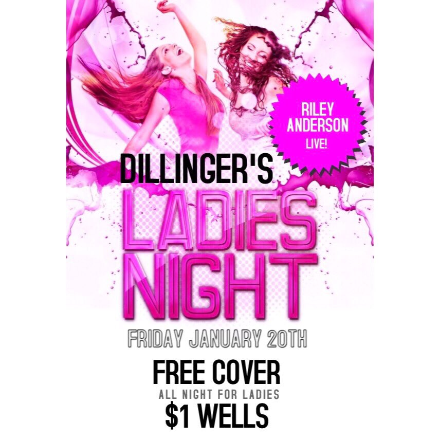 DillingersAME's tweet photo. LADIES! You get FREE COVER and $1 wells all night long! Make sure you don't miss these specials while listening to Riley Anderson play! 🤘🏽🍻 https://t.co/hdDLgxRsuN
