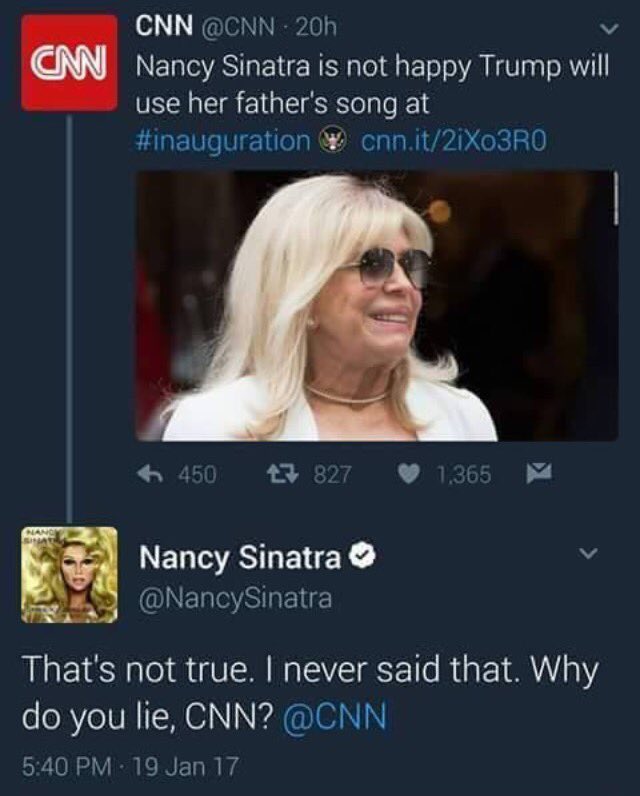 CNN lies about Nancy Sinatra