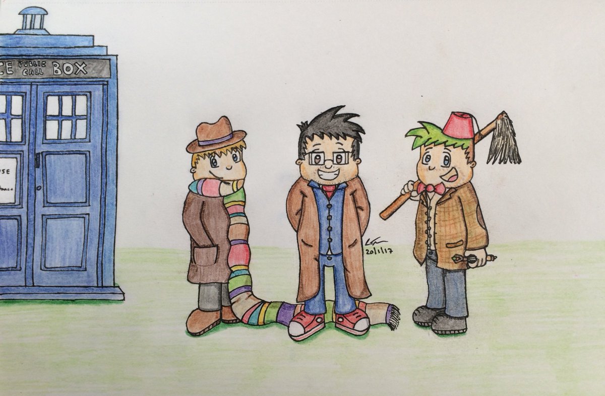 TracoButtons's tweet photo. @revelmode here's @pewdiepie @markiplier and @Jack_Septic_Eye cosplaying as my 3 favourite Doctors #FanArtFriday #revelmode #doctorwho https://t.co/l2gAJynV0L