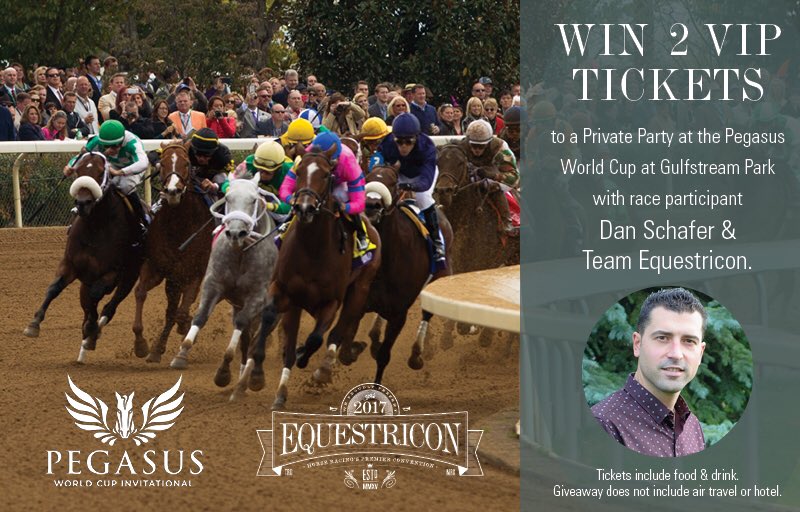 EQconvention's tweet photo. Want to go to @PegasusWorldCup for FREE? Simply RT &amp; Follow us and @DanSchaferPWCI for a chance to WIN 2 VIP Tix! #PegasusWorldCup #EQcon17 https://t.co/zqtrK2hIRJ