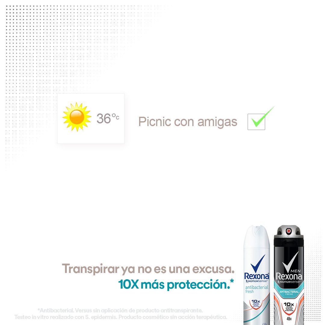 En verano hay más horas de sol y las podés aprovechar con Rexona #AntibacterialFresh. Te protege de las bacterias que causan el mal olor.