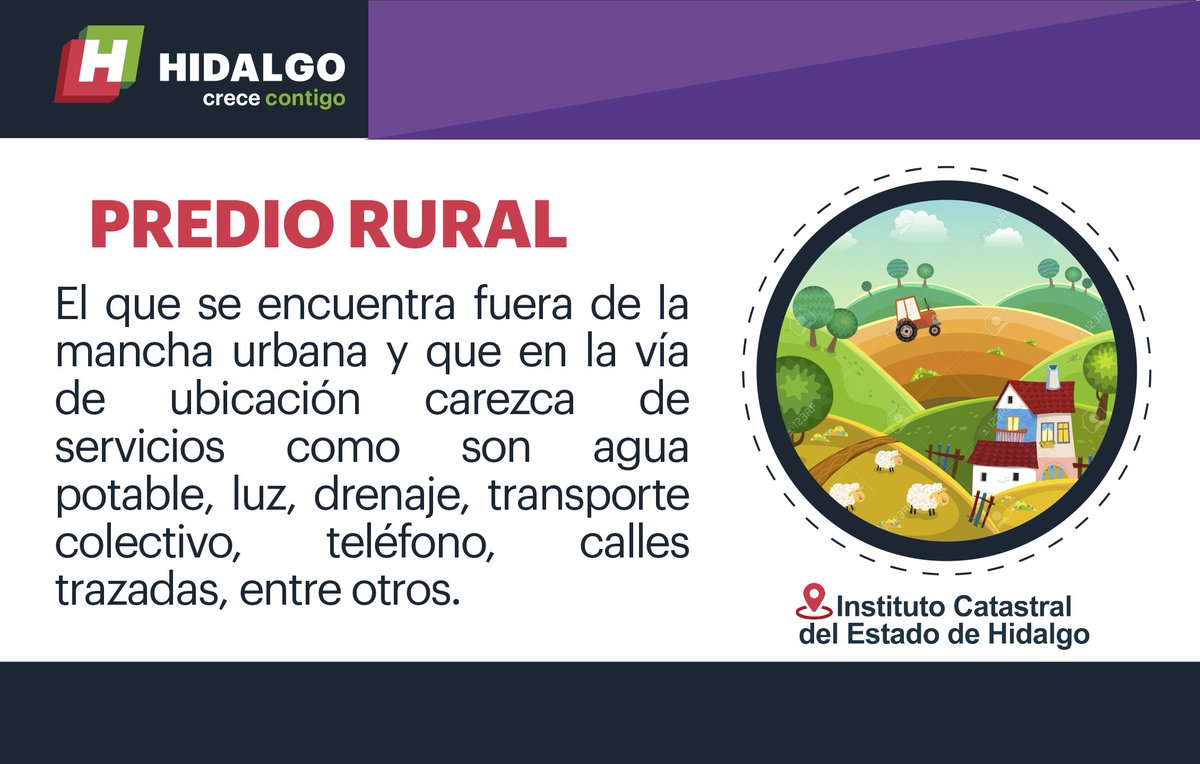 CatastroHidalgo's tweet photo. Hoy en #CulturaCatastral, sabes en que consiste el término asignado a #PredioRural, a continuación te lo mostramos en #SabíasQue. https://t.co/MXkgPJbFiM