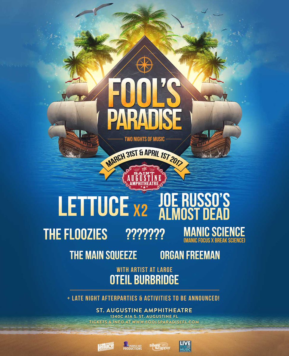 TheAmpSA's tweet photo. ANN: The St. Augustine Amp welcomes Fool’s Paradise on Friday, March 31 &amp; Saturday, April 1! Tix on sale NOW! https://t.co/H85kIlypln https://t.co/kMeZGsp0fU