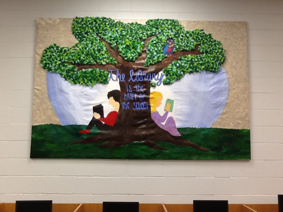 New mural in the #library. Completed by @karlaraphail's Art 3 kiddos! #FMSpride