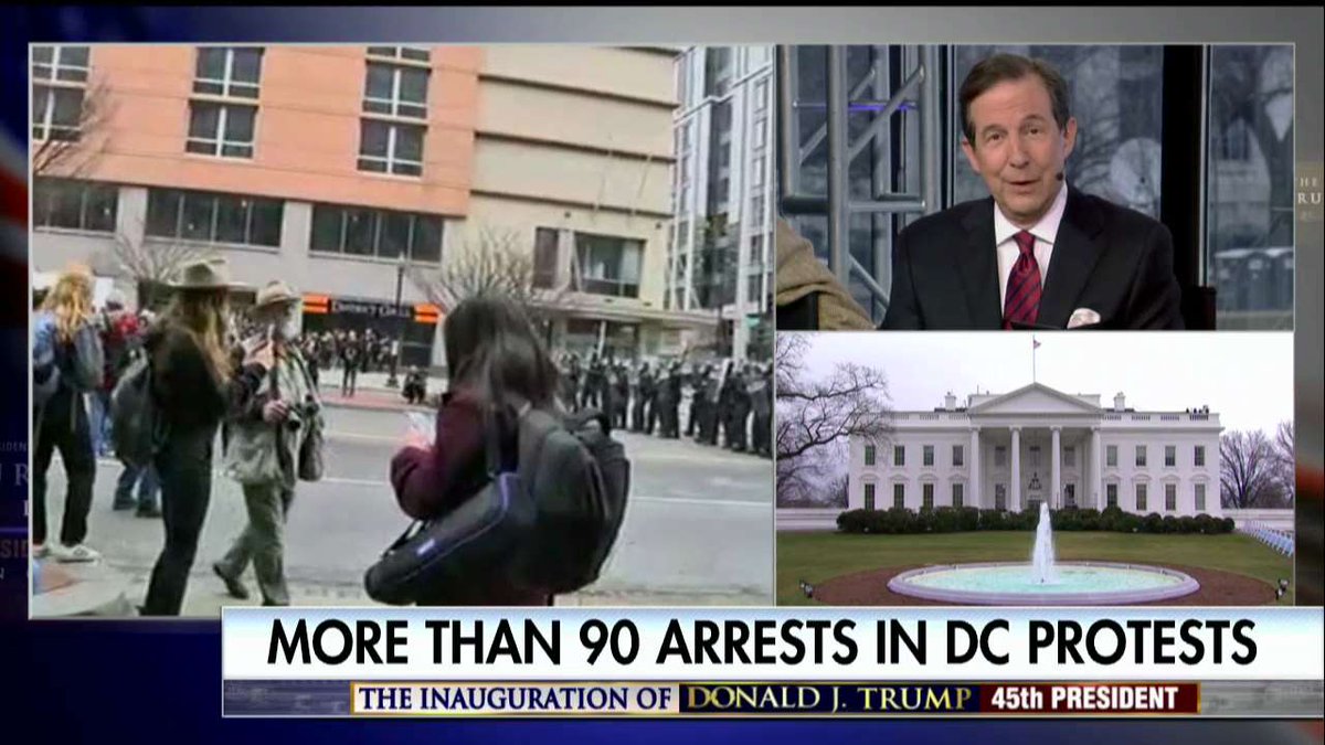 FoxNews's tweet photo. More than 90 arrests in D.C. protests. #Inauguration #Trump45 https://t.co/NCOouC8qWk