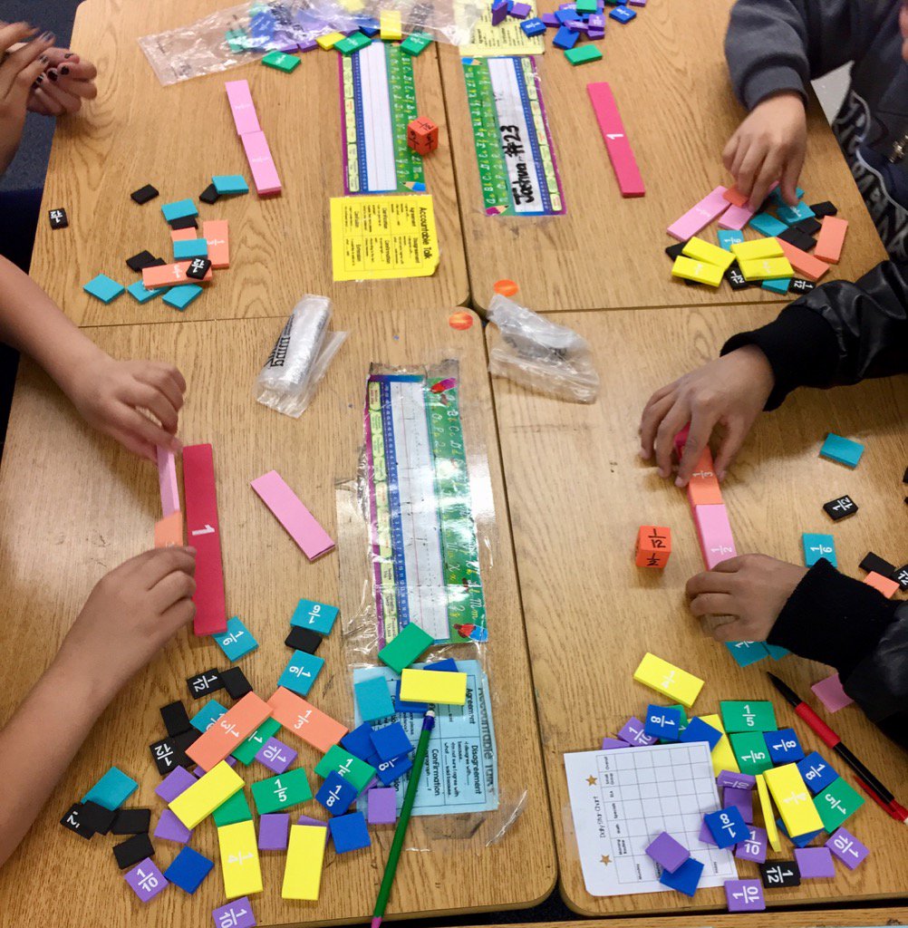 GDuncanSTEM's tweet photo. 4th graders extending their understanding of fraction equivalence (4.NF. A.1) through game play #weareWCSD https://t.co/fH9ynw2W1O