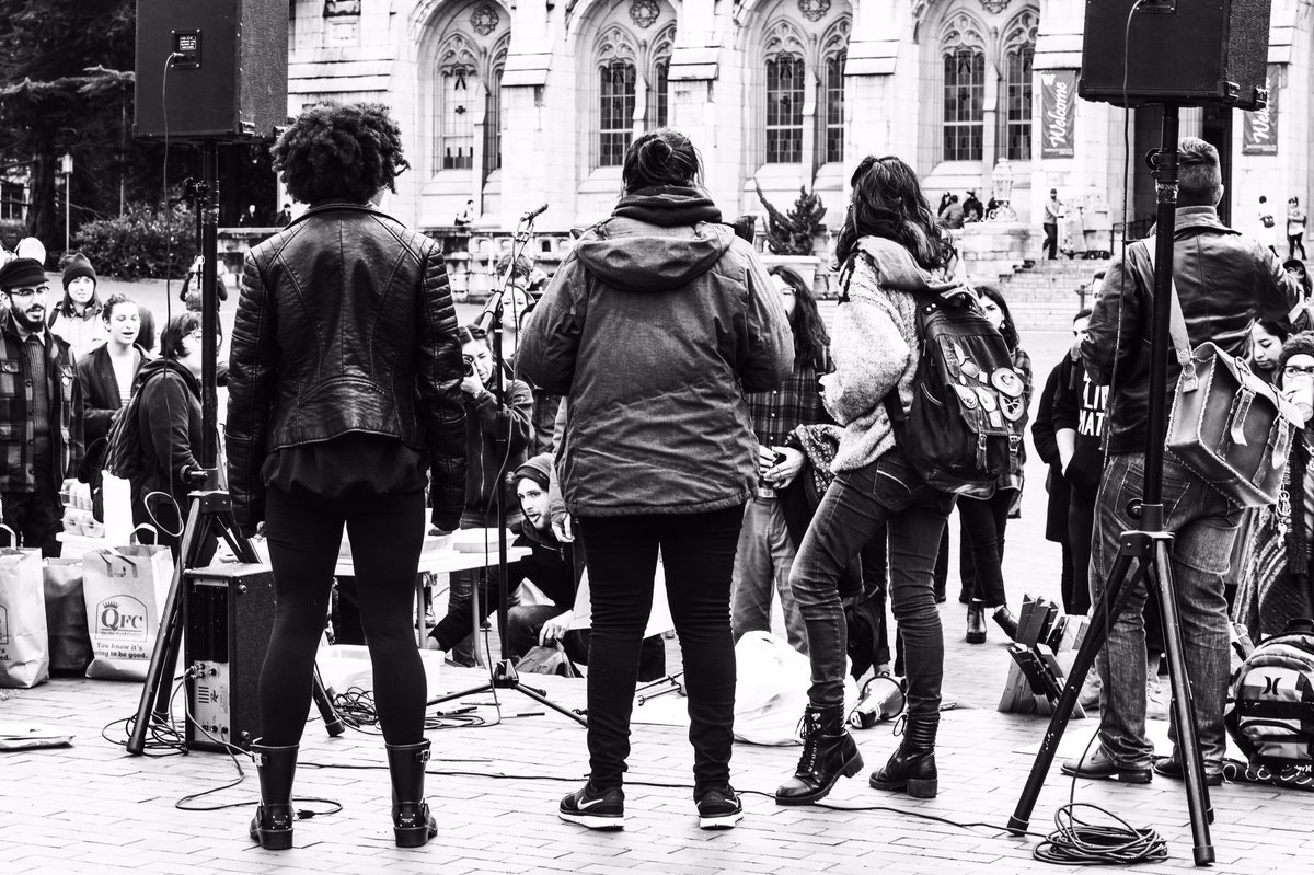 uwresist's tweet photo. Collective action @UW and nationwide has expanded opportunities and protections. We must keep fighting! #j20 #j20resist #CaptureTheObelisk https://t.co/C5MEo9sBYw