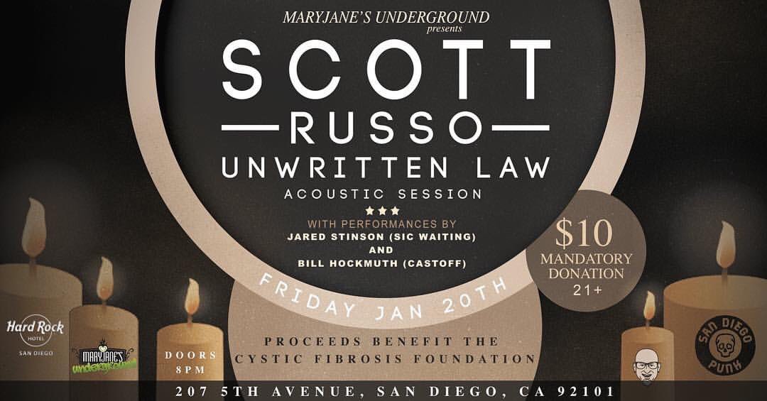 Tonight! We'd love to see you! For a great cause #CysticFibrosisFoundation <a href="/JaredStinson/">Jared Stinson</a> <a href="/ScottRussoUL/">Scott Russo</a> <a href="/sicwaiting/">SIC WAITING</a> <a href="/Unwritten_Law/">Unwritten Law</a>