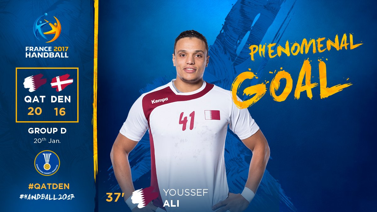 Hand2017's tweet photo. Fantastic pass for Youssef Ali ๐ถ๐ฆ who scores just after
#QATDEN
#Handball2017 #PhenomenalHandball https://t.co/pxBKy46mWT