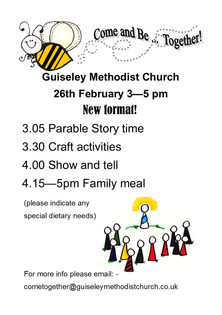 Come &amp; Be Together, 26th February, 3 - 5pm, for story, crafts, and a family meal