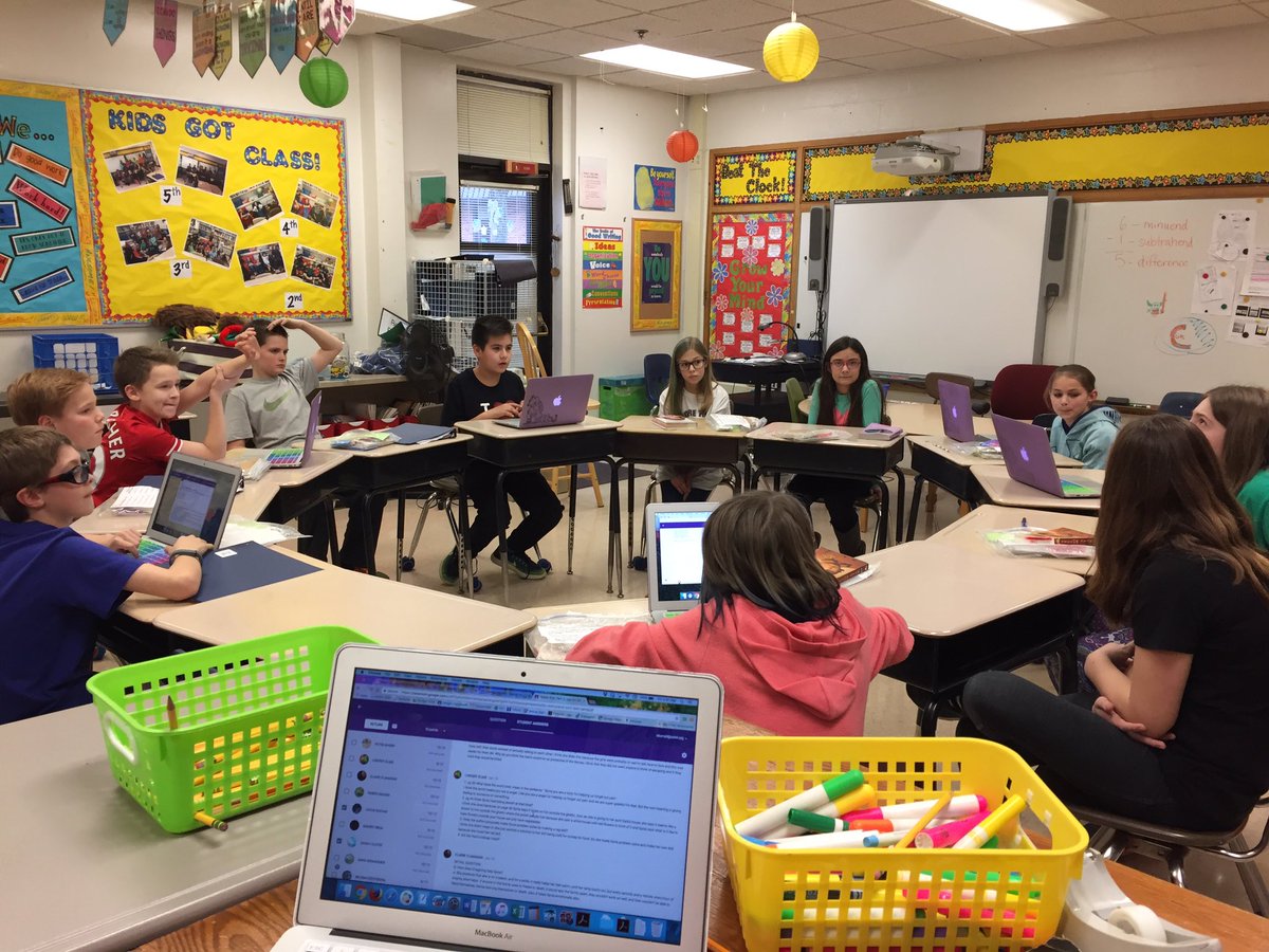 ms_burnell's tweet photo. PL 5th Gr Lang Arts independent book discussion on Yellow Star.  It's always great the hear their thought and questions!  #WeAre44 https://t.co/0jRbFGYlTI