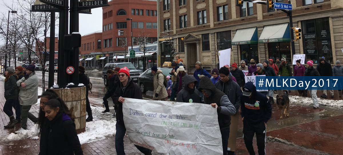 BoulderHousing's tweet image. BHP youth, volunteer leaders &amp;amp; Dreamers from @IHADreamBoulder march for #MLKday2017. #whatareyoudoingforothers #americorps @NDMVA