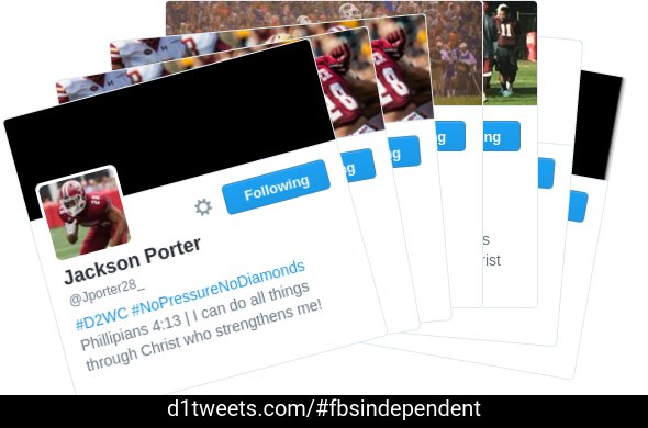 d1tweets_ind's tweet image. d1tweets.com/#fbsindependent updates card #7 d1tweets.com/fbsindependent… for @Jporter28_ #D2WC #NoPressureNoDiamonds