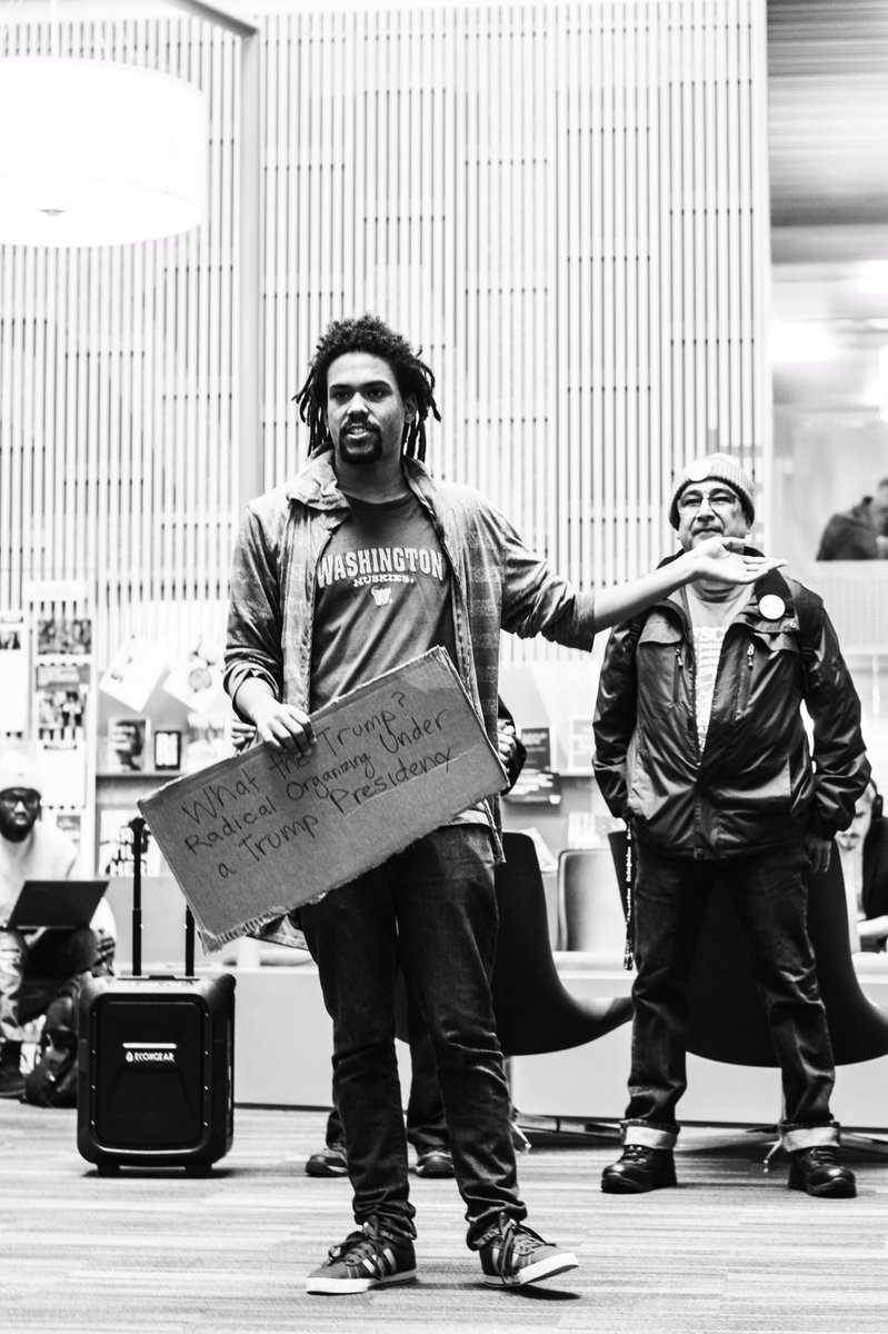uwresist's tweet photo. We have to prevent/stop Trump's attacks on crucial social services and public education!  #dumpTrump #j20 #j20resist #CaptureTheObelisk @UW https://t.co/x61ROtm1IA