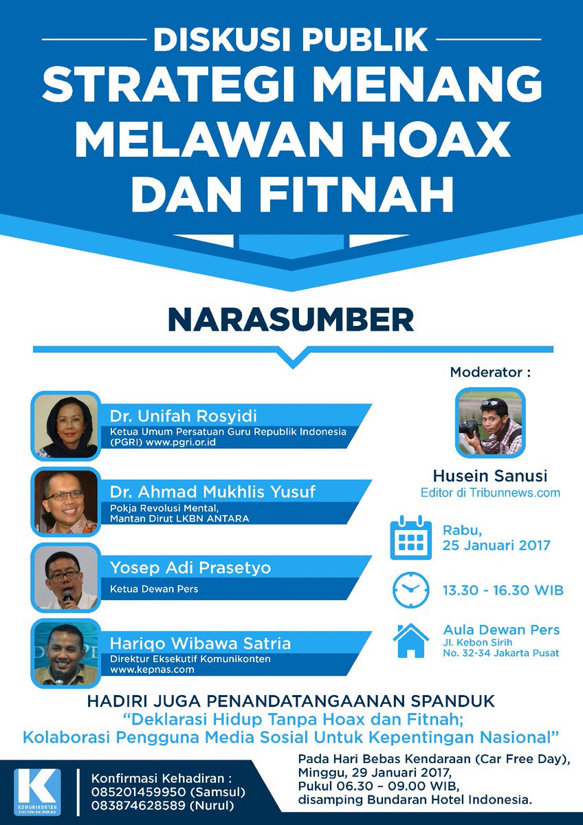MSamsul193194's tweet photo. Mari hadiri Diskusi Publik Lawan Fitnah dan Hoax. #KomunikontenGelarDiskusi https://t.co/VULOhiZjT3