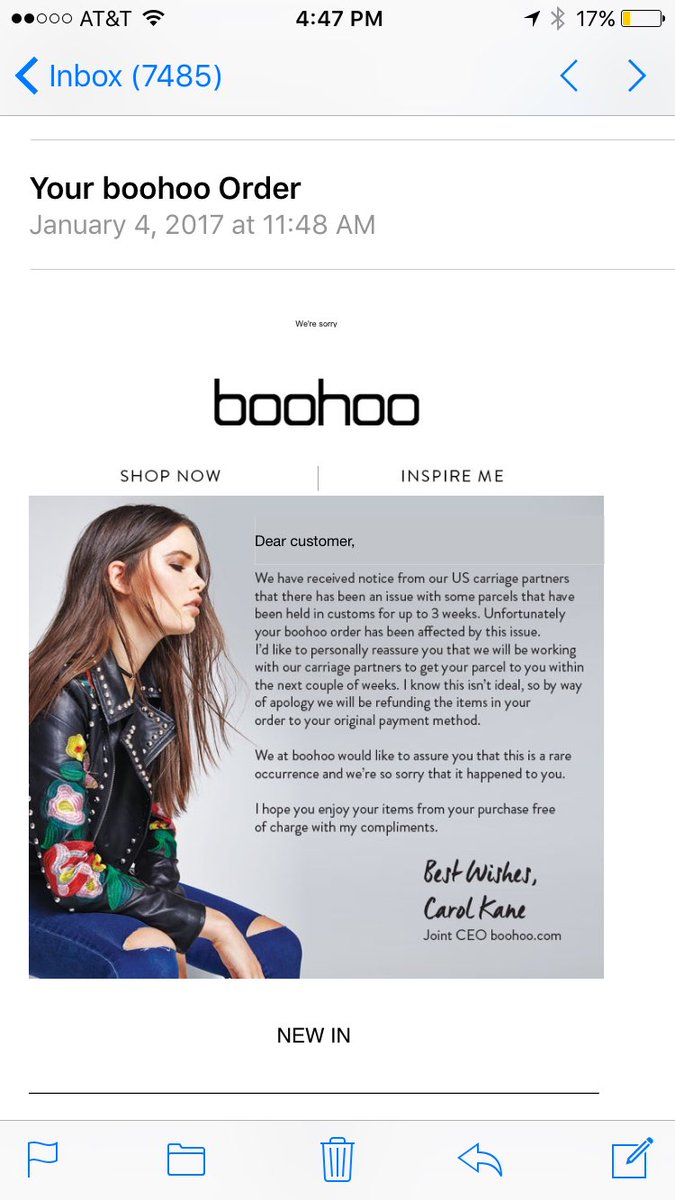 Studio74lr's tweet photo. @boohoo_cshelp I finally received my stuff but I got an email saying it was free and still have not received money back. https://t.co/6BrgxSnfTy