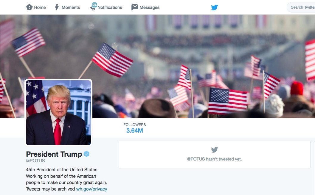 Slate's tweet photo. Donald Trump’s first Twitter background as president was a photo from the inauguration of Barack Obama: https://t.co/eZ6DSHvQFz https://t.co/udupE0uEcb