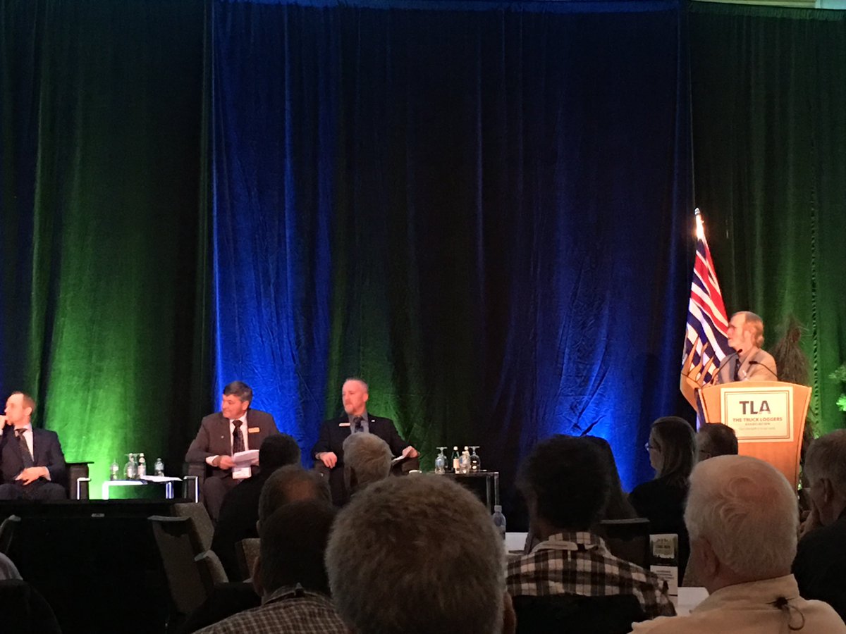 ForestechTim's tweet photo. @DonBanaskyMB and #MikeHamilton giving their opinions and experiences at #2017TLA session Maximizing Potential Of The BC Forest Industry. https://t.co/gRSMKftpTr