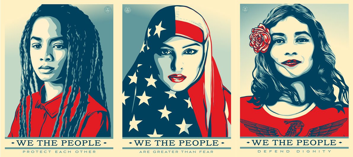 vmagazine's tweet photo. We The People—Shepard Fairey (@ObeyGiant) designs new protest posters to inspire hope: https://t.co/FdaalPxtk5 https://t.co/a0P1xTwcKj