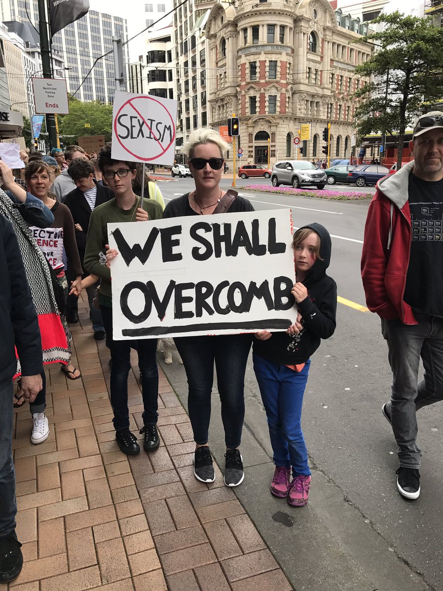 WMNewZealand's tweet photo. We shall overcomb!!!  #WomensMarch #WMNewZealand #whyIMarch #WM_global #WMW https://t.co/Bcu4PGUU4I