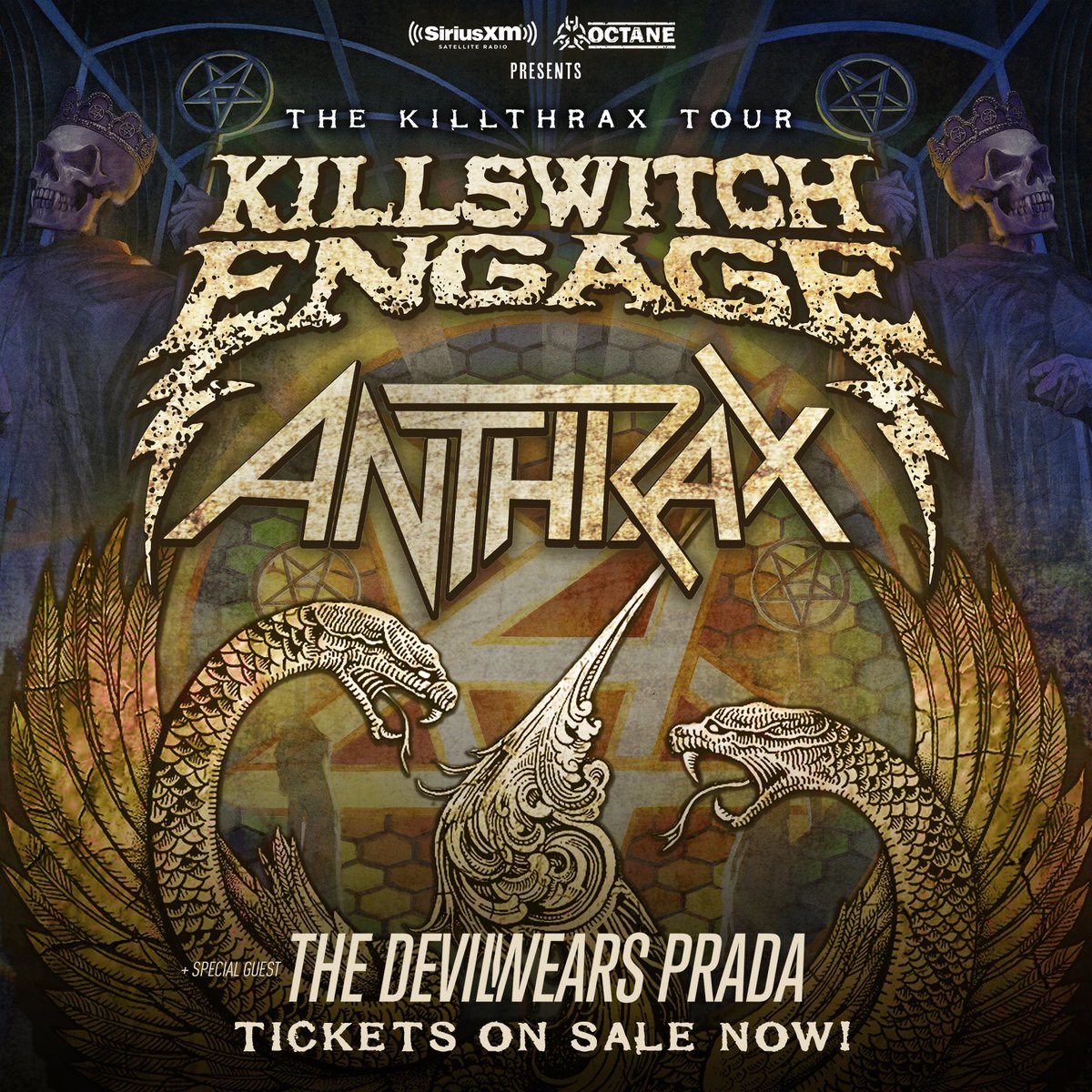 kseofficial's tweet photo. Get your exclusive VIP packages for the #killthrax tour before they sell out. https://t.co/ucDtmlN29K @Anthrax @TDWPband https://t.co/puo5DljyMs