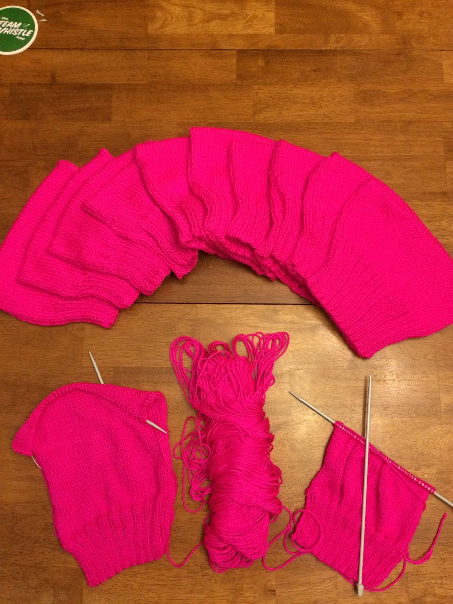 KateSiena's tweet photo. 10 #pussyhats made, with two more on needles for march tomorrow! https://t.co/4g3cYDJj0I
