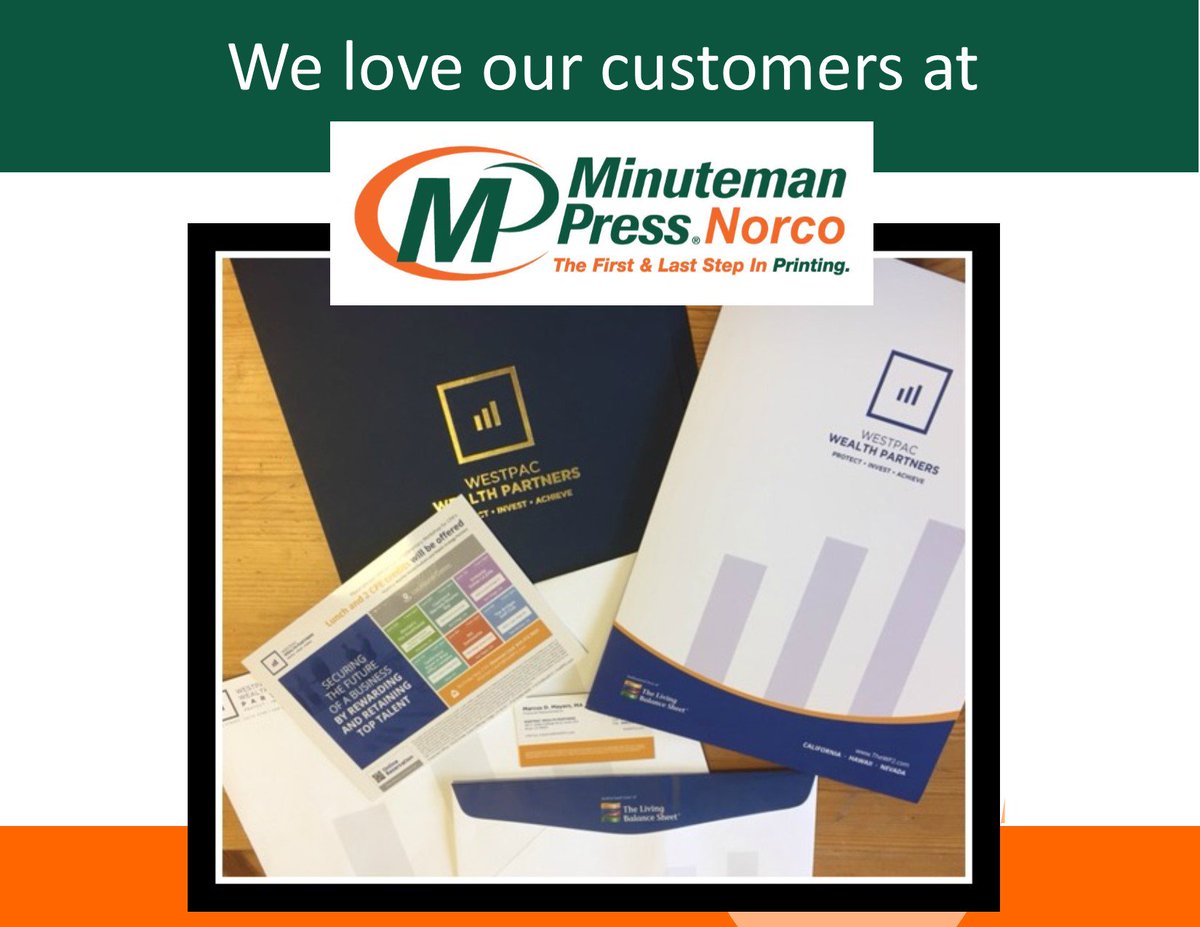 MMPNorco's tweet photo. We love our customers! Full business stationary bundle for Westpak! #printing #stationary #minutemanpress https://t.co/UjdKY7BOrR